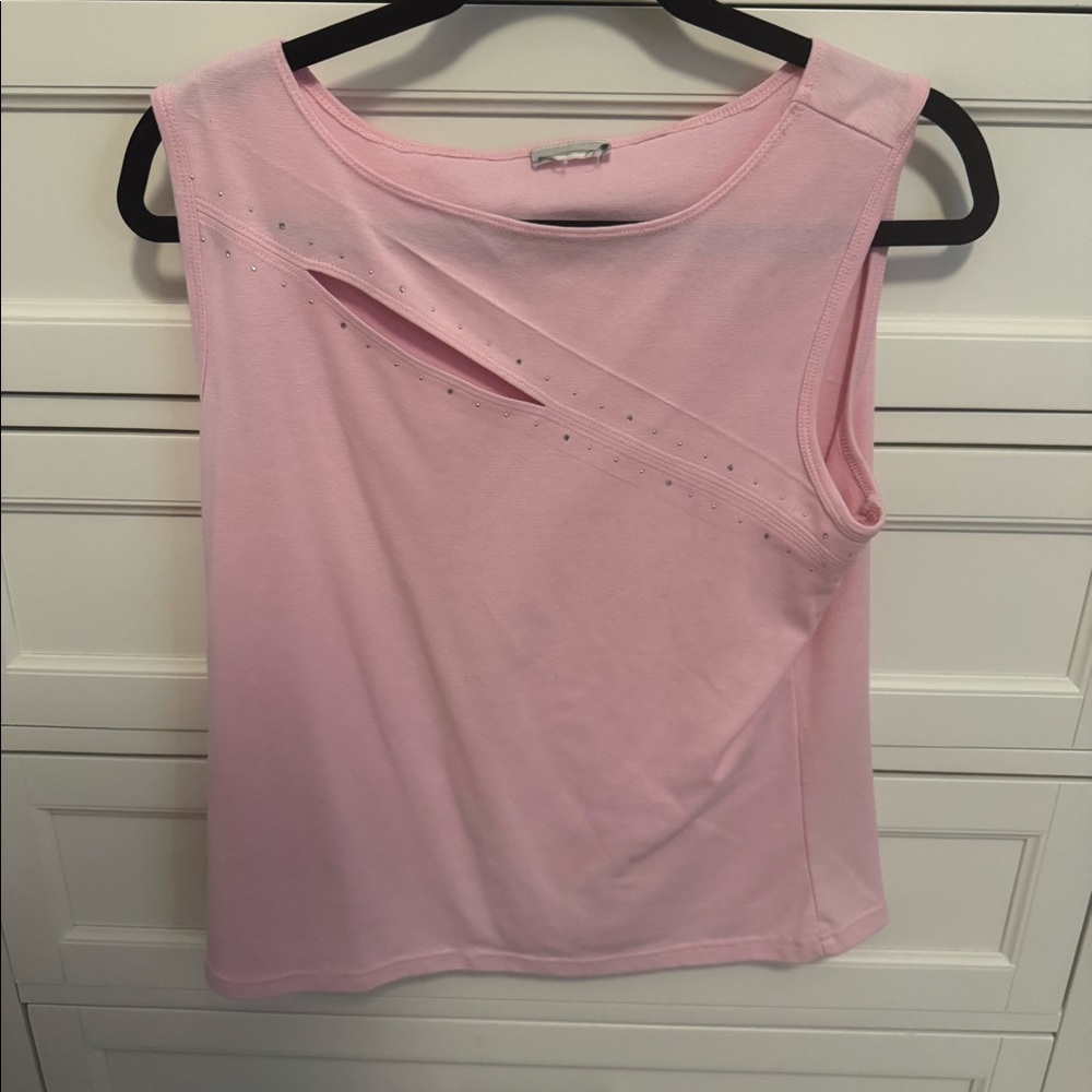 Pink Tank w/ sequins and cut out